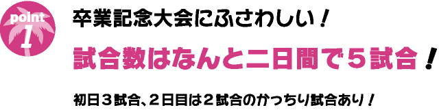 卒業記念大会にふさわしい！試合数はなんと二日間で５試合！